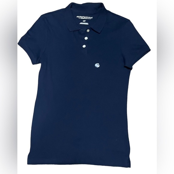 Nwt Aeropostale Juniors Pique Uniform Polo Solid Navy Blue Large Back to School - Picture 15 of 16